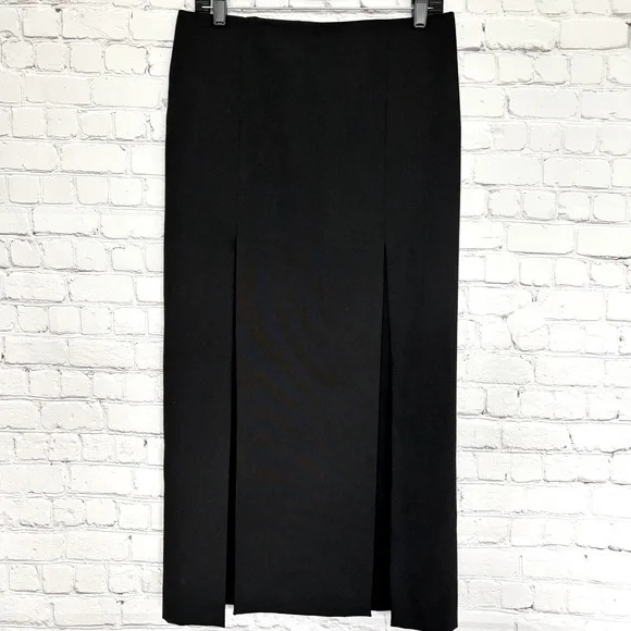 ZARA Collection NEW! Double Front Slits Black Wool Midi Straight Skirt--M - Picture 10 of 13